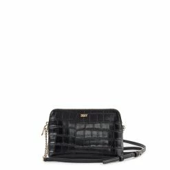 Neu 👏 DKNY Umhängetasche Dome Croco Prägung Gold/schwarz ⌛