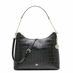 Top 10 💯 DKNY Handtasche Croco Prägung Gold/schwarz 🔔
